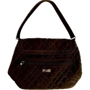 Vera Bradley Brown Quilted Shoulder Bag Zebra Lining Cotton Purse